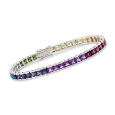 13.25 ct. t.w. Multicolored Topaz Tennis Bracelet in Sterling Silver. 7" &mdash; Alt Image 1