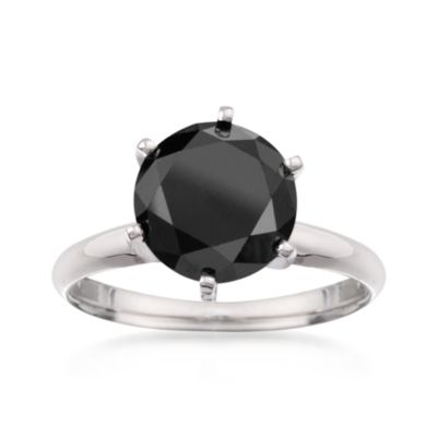 5.00 Carat Black Diamond Solitaire Ring In 14kt White Gold &mdash; Alt Image 1