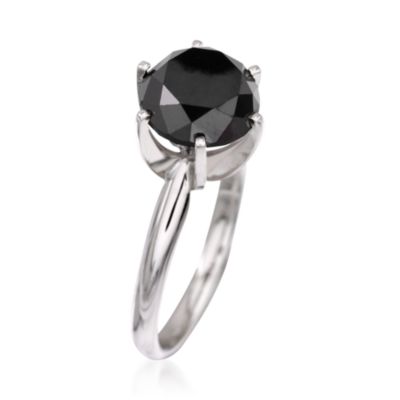 5.00 Carat Black Diamond Solitaire Ring In 14kt White Gold &mdash; Alt Image 2