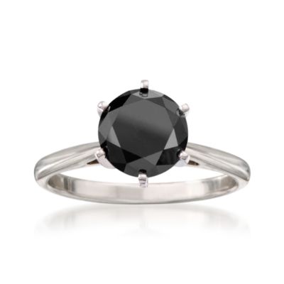 2.00 Carat Black Diamond Solitaire Ring in 14kt White Gold &mdash; Alt Image 1