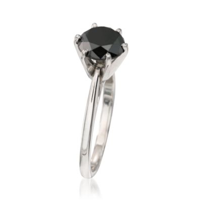 2.00 Carat Black Diamond Solitaire Ring in 14kt White Gold &mdash; Alt Image 2