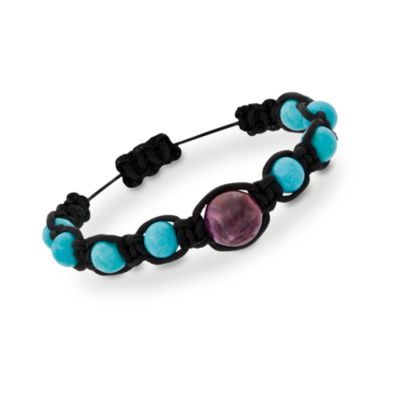 Macrame Turquoise Bead and 20.50 Carat Ruby Bracelet. Adjustable &mdash; Alt Image 1