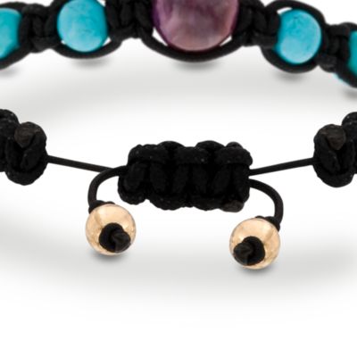 Macrame Turquoise Bead and 20.50 Carat Ruby Bracelet. Adjustable &mdash; Alt Image 2