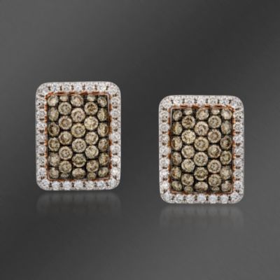 Gregg Ruth 1.50 ct. t.w.  "Aztec" Brown and White Diamond Earrings In 18kt Two-Tone Gold &mdash; Alt Image 1
