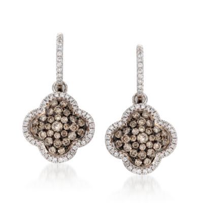 Gregg Ruth 1.48 ct. t.w.  "Aztec" Brown and White Diamond Hoop Earrings in 18kt Two-Tone Gold &mdash; Alt Image 1