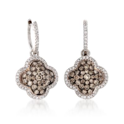 Gregg Ruth 1.48 ct. t.w.  "Aztec" Brown and White Diamond Hoop Earrings in 18kt Two-Tone Gold &mdash; Alt Image 2