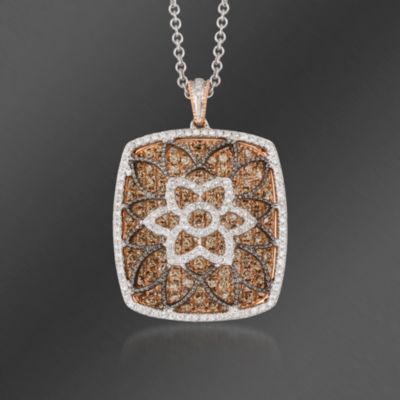 Gregg Ruth 3.05 ct. t.w. "Aztec" Brown and White Diamond Necklace in 18kt Two-Tone White and Rose Gold. 16" &mdash; Alt Image 1