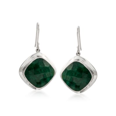 56.00 ct. t.w. Green Sapphire Earrings In Sterling Silver &mdash; Alt Image 1