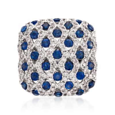 Gregg Ruth 1.73 ct. t.w. Sapphire and 1.08 ct. t.w. Diamond Ring in 18kt White Gold. Size 6.5 &mdash; Alt Image 1