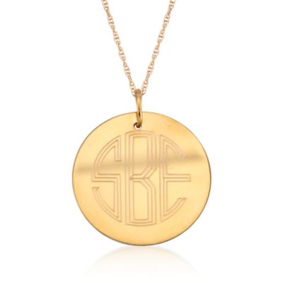 Gold Tone Monogram Pendant Necklace &mdash; Alt Image 1