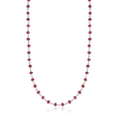 Ruby Bead Necklace In Sterling Silver &mdash; Alt Image 1