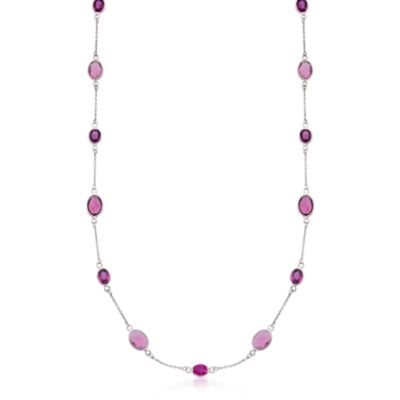 11.25 ct. t.w. Ruby and 10.50 ct. t.w. Pink Tourmaline Necklace In 14kt White Gold. 30" &mdash; Alt Image 1