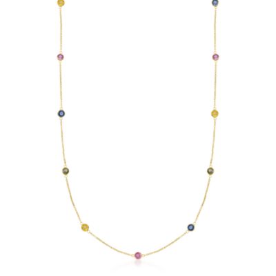5.50 ct. t.w. Multicolored Sapphire Necklace in 14kt Yellow Gold &mdash; Alt Image 1