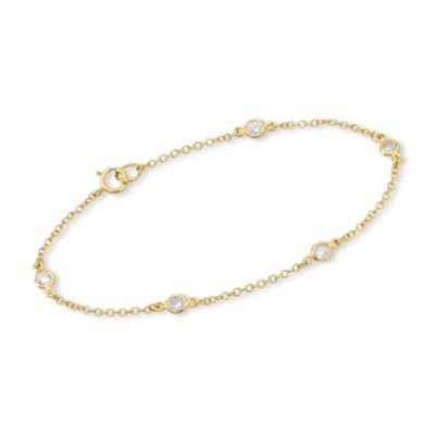 .50 ct. t.w. CZ Station Bracelet in 14kt Gold Over Sterling Silver &mdash; Alt Image 1