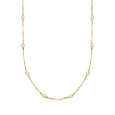 1.00 ct. t.w. CZ Necklace in 14kt Gold Over Sterling Silver &mdash; Alt Image 1