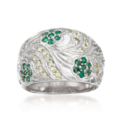 .50 ct. t.w. Peridot and .40 ct. t.w. Emerald Ring In Sterling Silver &mdash; Alt Image 1