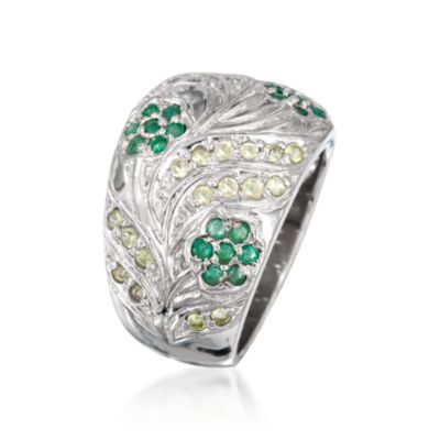.50 ct. t.w. Peridot and .40 ct. t.w. Emerald Ring In Sterling Silver &mdash; Alt Image 2