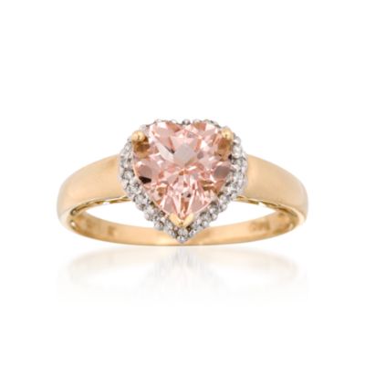 1.65 Carat Pink Morganite and .10 ct. t.w. Diamond Heart Ring in 14kt Yellow Gold &mdash; Alt Image 1