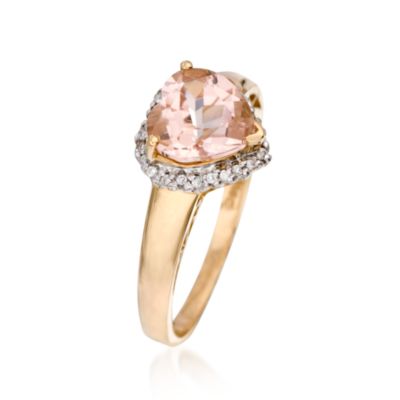 1.65 Carat Pink Morganite and .10 ct. t.w. Diamond Heart Ring in 14kt Yellow Gold &mdash; Alt Image 3