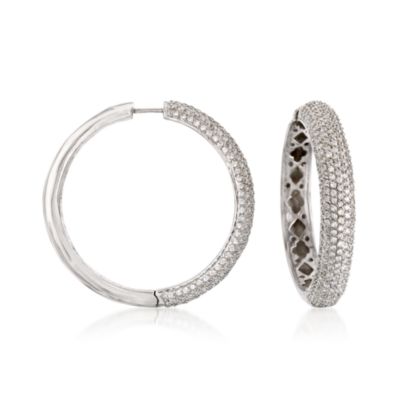7.25 ct. t.w. Large Pave CZ Hoop Earrings in Sterling Silver &mdash; Alt Image 1