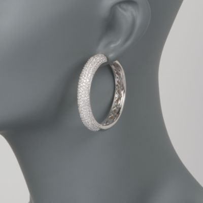7.25 ct. t.w. Large Pave CZ Hoop Earrings in Sterling Silver &mdash; Alt Image 2