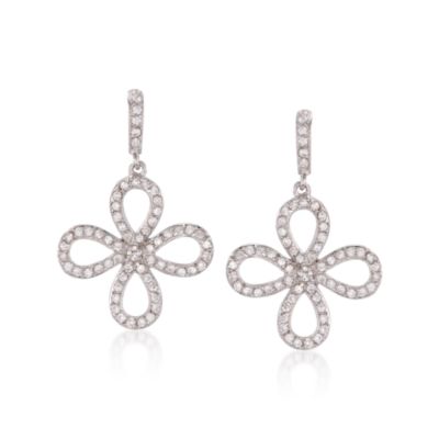 1.60 ct. t.w. CZ Clover Earrings In Sterling Silver &mdash; Alt Image 1