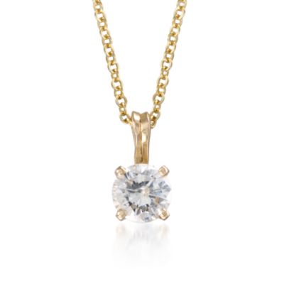 C.1990. Vintage .45 Carat Diamond Solitaire Necklace  In 14kt Yellow Gold. 18" &mdash; Alt Image 1