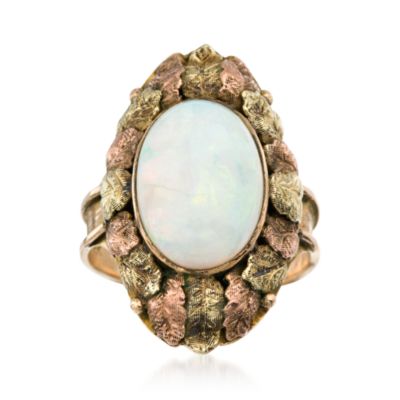 C. 1960 Vintage Opal Ring in 14kt Two-Tone Gold. Size 6.5 &mdash; Alt Image 1