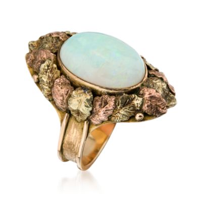 C. 1960 Vintage Opal Ring in 14kt Two-Tone Gold. Size 6.5 &mdash; Alt Image 2