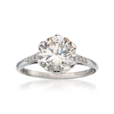 C.1935 Vintage 2.61 Carat British Hallmark Diamond Solitaire Engagement Ring in Platinum. Size 6.5 &mdash; Alt Image 1