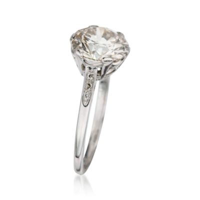C.1935 Vintage 2.61 Carat British Hallmark Diamond Solitaire Engagement Ring in Platinum. Size 6.5 &mdash; Alt Image 2