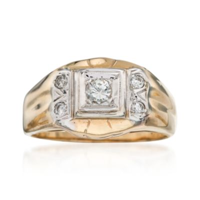 C.1960 Vintage .30. ct. t.w. Diamond Ring in 14kt Yellow Gold. Size 8 &mdash; Alt Image 1