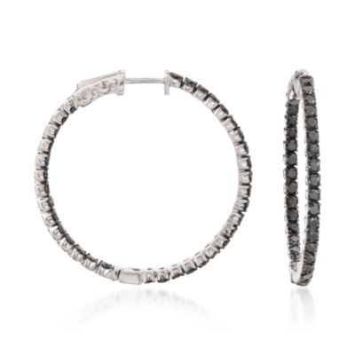 2.50 ct. t.w. Black Diamond In-And-Out Hoop Earrings in Sterling Silver &mdash; Alt Image 1