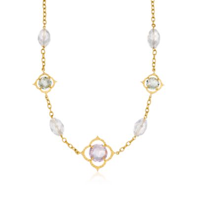 31.10 ct. t.w. Rock Crystal  and 10.65 ct. t.w. Amethyst Necklace in Vermeil. 30" &mdash; Alt Image 1