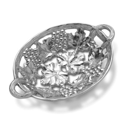 Wilton Armetale Grapes Pierced Basket. 12 3/4" X 8 1/2"  &mdash; Alt Image 1