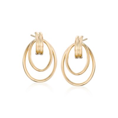 14kt Yellow Gold Double Loop Doorknocker Earrings &mdash; Alt Image 1