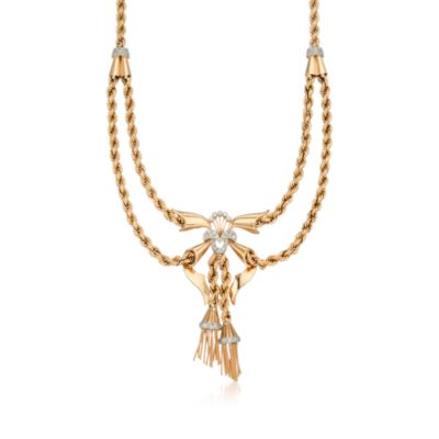 C.1940 Vintage .35 ct. t.w. Diamond Necklace In 18kt Yellow Gold. 17" &mdash; Alt Image 1