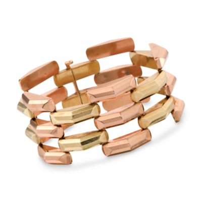 C.1940 Vintage 14kt Two-Tone Gold Bracelet. 7" &mdash; Alt Image 1