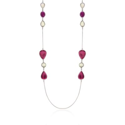 12.50 ct. t.w. Pink Tourmaline and Opal Necklace In 14kt White Gold &mdash; Alt Image 1