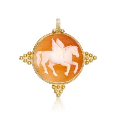 Italian Pegasus Cameo Pendant in 14kt Gold Over Sterling Silver. Pendant &mdash; Alt Image 1