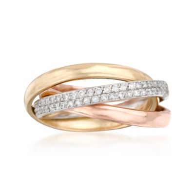 .75 ct. t.w. Diamond Ring In 14kt Tri-Colored Gold. Size 7 &mdash; Alt Image 1