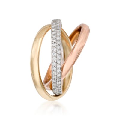 .75 ct. t.w. Diamond Ring In 14kt Tri-Colored Gold. Size 7 &mdash; Alt Image 2