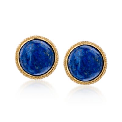 Lapis Dome Earrings in 14kt Gold Over Sterling Silver &mdash; Alt Image 1
