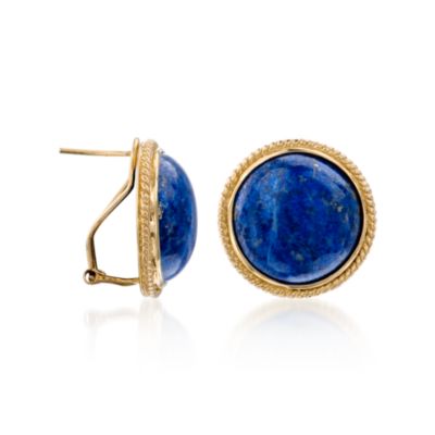 Lapis Dome Earrings in 14kt Gold Over Sterling Silver &mdash; Alt Image 3