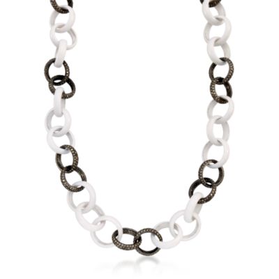 White Onyx and 15.00 ct. t.w. Diamond Necklace in Sterling Silver &mdash; Alt Image 1