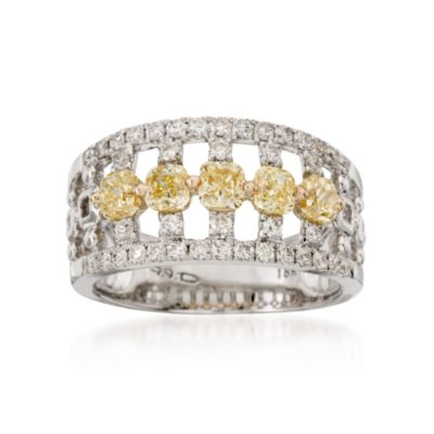 1.65 ct. t.w. Yellow and White Diamond Wedding Ring in 18kt Two-Tone Gold. Size 7 &mdash; Alt Image 1