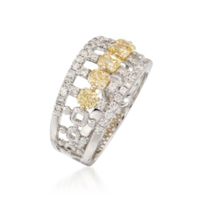 1.65 ct. t.w. Yellow and White Diamond Wedding Ring in 18kt Two-Tone Gold. Size 7 &mdash; Alt Image 2
