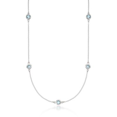 1.75 ct. t.w. Aquamarine Station Necklace in Sterling Silver &mdash; Alt Image 1