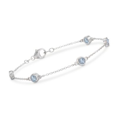1.25 ct. t.w. Aquamarine Station Bracelet in Sterling Silver. 7" &mdash; Alt Image 1