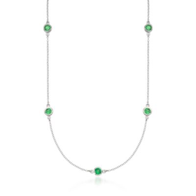 3.00 ct. t.w. Tsavorite Station Necklace In Sterling Silver. 30" &mdash; Alt Image 1